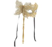 SHINEOFI Handheld Masquerade Mask with Stick, Dragon Pattern Mardi Gras Dress Dancing Mask for Women Halloween Venetian Fancy Cosplay Costume Weeding Party Prom Favors, Golden