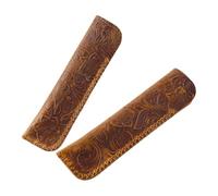 SHINEOFI Handmade Vintage Leather Pen Organizer Pouch Carved Pattern Single Pen Holder Small Pencil Case for Storage