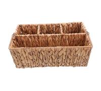 SHINEOFI Handmade Wicker Cutlery Caddy with Handle Rustic Rattan Silverware Organizer Basket for Picnic Kitchen Utensil Storage and Drying Multipurpose Flatware Holder for Table and