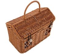SHINEOFI Handwoven Wicker Basket with Handle, round Christmas Decorative Storage Box for Cookies, Candy, Nuts - Festive Party Favor Basket for Weddings and Holiday Packaging