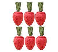 SHINEOFI Hay Chew Small Animal Chewing Set for Rabbits and Chinchillas 6pcs Strawberry Shape Natural Stress Reduction and Attention Grabber for Teeth Grinding and Play