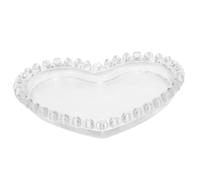 SHINEOFI Heart-Shaped Glass Serving Tray Small Decorative Dessert Plate for Fruit, Snacks, and Candy on Coffee Table, Creative Flat Glass Dish for Breakfast and Party Use