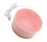 SHINEOFI Heated Water Bowl for Cats and Dogs with Ceramic and Wood Material, Hygienic Consistent Warm Water Dispenser, round Stylish Design for Indoor Home Use by Pet Owners