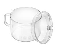 SHINEOFI High Borosilicate Glass Cooking Pot with Lid and Side Handle, 14cm Diameter Saucepan for Stovetop Stewing, Ramen Noodle Bowl Suitable for Household Use