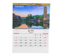 SHINEOFI Horse Year Hanging Calendar Tear Monthly Calendar for Home and Office Decor Featuring Chinese Scenery Theme for Management and Memory Preservation