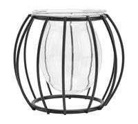 SHINEOFI Hydroponic Vase Decorative Flower Rack Desktop Plant Pot Black Iron and Glass for Home Decoration Flower Arrangement