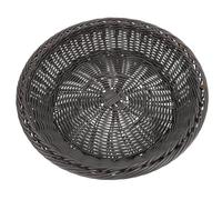 SHINEOFI Imitation Woven Rattan Fruit Basket Round Tabletop Vegetable Storage Spacious Bread Proofing and Serving Basket for Family Gatherings Parties Restaurant Bakery Black Coffee Color