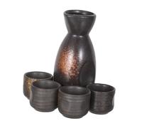 SHINEOFI Japanese Ceramic Sake Set Tokkuri and Ochoko Cups Traditional Wine Drinkware for Home Bar Restaurant Easy-Clean Pot with Cups Elegant Japanese Design for Warming and Serving Sake