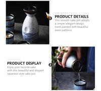 SHINEOFI Japanese Style Glazed Ceramic Sake Pot with Lid 300ml Japanese Ceramics Sake Serving Set for Home Dining