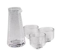 SHINEOFI Japanese Style Sake Pot Transparent Glassware with One Pot and Three Cups Elegant Drinking for Sake Tea Spirits for Parties and Giving