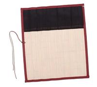 SHINEOFI Japanese Style Vintage Bamboo Weave Paint Brush Holder Roll up Pencil Case with 9 Slots, Large 40x35cm Canvas Pouch for Artists and Students, Portable Brush Organizer for Travel