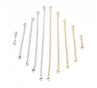 SHINEOFI Jewelry Making Chain Set Necklace Extender Bracelet Extender with Lobster Clasp 5pcs Stainless Steel