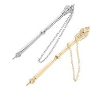 SHINEOFI Jewish Scripture Reading Pointer 2pcs Set 13cm Metal Finger Pointers Gold Silver Crown Head with Chain for Torah Study and Mitzvah Present