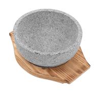 SHINEOFI Korean Stone Bowls for Soup and Bibimbap 16Cm Heat-Retaining Stone Pot with Carbonized Wood Mat for Kitchen and Dining