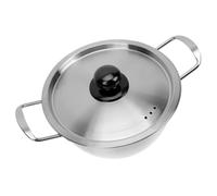 SHINEOFI Korean Style Stainless Steel Instant Noodle Pot with Double Handles and Lid Non-Stick Small Soup Pot Compatible with Gas Induction and Electric Stoves Heat Resistant Cooking