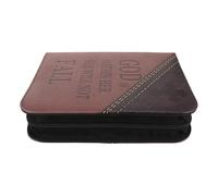 SHINEOFI Large Bible Cover Case with Handle and Inner Pockets for Travel | PU Leather Sleeve, Allaround Zipper Protection, Coffee Finish, Church Service and Study Use