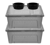 SHINEOFI Large Black Pp Reptile Container with Water Bowl for Lizards and Frogs, Observation and Natural Environment Simulation Pet Keeping Tank for Breeding and Habitat