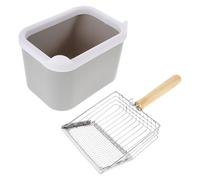 SHINEOFI Large Capacity Stainless Steel Cat Litter Scoop with Fine Sifter and Holder Stand Efficient Waste Separation for All Cat Breeds Modern Style Poop Scooper with Wooden Handle
