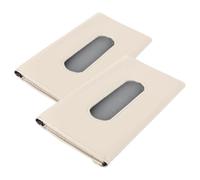 SHINEOFI Leather Car Tissue Holder for Sun Visor and Backseat, 2pcs Visor Napkin Box Case without Tissue, Beige Automotive Interior Accessory for Travel and Daily Use