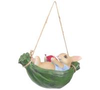 SHINEOFI Lifelike Resin Bunny Swing Shape Decoration for Garden Scene Layout Decor, Outdoor Rabbit Statue with Fine Workmanship and Colour That Does Not Fade, Garden Ornament
