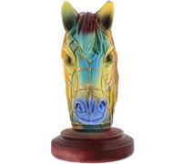 SHINEOFI Lifelike Resin Horse Head Animal Table Lamp with LED Night Light for Bedroom Desk Lighting Decorative Desktop Ornament for Reading and Ambient Illumination