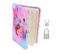 SHINEOFI Lockable Cat Diary Notebook for Plush Cover and Keys Cute Cartoon Bowknot Design for Private Writing Drawing and Daily Journaling