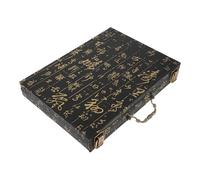 SHINEOFI Mahjong Storage Box Wooden Organizer with Handle Large Capacity Game Piece Container for Chess and Mahjong Travel