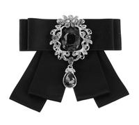 SHINEOFI Men's Bow Tie Brooch Lapel Pins for Wedding Party Men Shirt Corsage Black Alloy Versatile Use