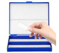 SHINEOFI Microscope Slide Storage Box with Latch 100 Slots Plastic Microscope Glass Holder Laboratory Slide Storage Organizer for 25mm × 75mm Scientific