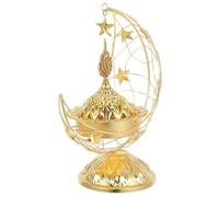 SHINEOFI Middle Eastern Metal Moon Incense Burner Muslim Censer Ramadan Tabletop Decoration Gold High-Base Crescent Moon Aromatherapy Essential Oil Diffuser