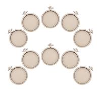 SHINEOFI Mini Embroidery Hoops 10Pcs Wooden Adjustable Small Circle Cross Stitch Frames 4.7X4Cm for DIY Keychain and Jewelry Making