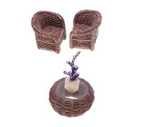 SHINEOFI Mini Wicker Dollhouse Furniture Dining Table Chairs Lightweight Miniature Furniture for Roleplay Realistic Design Dollhouse Accessories for Creative Play and Imaginative Setup