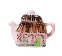 SHINEOFI Miniature Ceramic Mini Teapot Model Hand-Painted Mini House Decor Porcelain Pretend Play Kitchen Toy for Dollhouse Tea Party Display