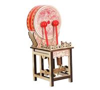 SHINEOFI Miniature Chinese Wooden Drum Ornament, Micro Zen Garden Accessory, Table Decoration with Traditional Chinese Style, Small DIY Holiday Collectible Figurine