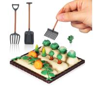 SHINEOFI Miniature Dollhouse Farm Model Kit, Mini Farm Tool Model Kit, Realistic Vegetable Field Landscape, Small Rake Micro Landscape for Mini Dollhouse Decor Kids Educational Toy