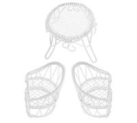 SHINEOFI Miniature Garden Furniture Set Tiny Table and Chairs for Creative Projects Desktop Dollhouse Iron Material with Park-style Design Realistic Detailing Versatile Usage Compact Design