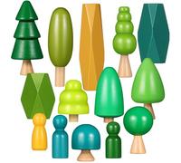SHINEOFI Miniature Wooden Trees Small World Set for Boys and with Hand-Eye Coordination Development and Safe Round Edges