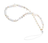 SHINEOFI Moon Star Beaded Phone Wrist Strap Pearl Phone Charm Anti-lost Soft Clay White Strap for Women Travel