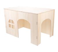 SHINEOFI Multi-functional Wooden Small Animal Hideout House for Guinea Pigs Hamsters Chinchillas Squirrels Wear-resistant Natural Wood Cabin for Rest Play and Hiding Practical Small Pets