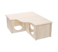 SHINEOFI Multifunctional Small Pet House Hamster Hideout Wooden Maze 3-Chamber Hide and Nest for Dwarf and Roborovski Hamsters Suitable for Cage Habitat