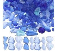 SHINEOFI Natural Polished Blue Glass Pebbles 0.5kg Fish Tank Gravel Aquarium Rocks for Freshwater Aquariums Decorative Stones for Aquatic Terrariums