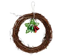 SHINEOFI Natural Rattan Parrot Chewing with Five-Point Star Bell, Hanging Rattan Loop Swing for Macaw and Bird Cage Decoration, Sturdy Bird Garland Ornament for Pet Parrots