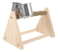 SHINEOFI Natural Wood Parrot Stand with Dual Feeding Bowls for Birds Tabletop Training Perch Rack for Budgies Conures Cockatiels Bird Feeding Station to Reduce Stress and Enhance Curiosity
