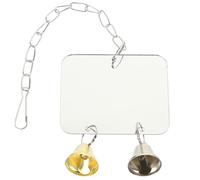 SHINEOFI Parakeet Acrylic Bird Mirror with Bell, Unbreakable Rectangular 8.8x7cm Cage Accessory for Parrots, Budgies, Conures, and Small Birds