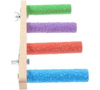 SHINEOFI Parakeet Climbing Ladder with Bite-resistant Solid Wood Perch, Multi-layer Bird Stand with Four-section Sanded Straight Ladder for Budgerigar Training and Cage Accessories