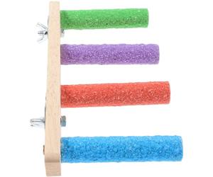 SHINEOFI Parakeet Climbing Ladder with Bite-resistant Solid Wood Perch, Multi-layer Bird Stand with Four-section Sanded Straight Ladder for Budgerigar Training and Cage Accessories