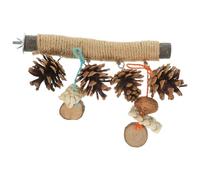 SHINEOFI Parrot Chewing 20cm Hemp Rope Perch Stand Wooden Bird Chew for Cage, Parakeet and Budgie Interactive Plaything for Beak Conditioning and Mental Stimulation