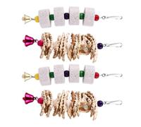 SHINEOFI Parrot Chewing Set with Wear Resistance and Calcium Supplement for Pet Birds 4 Pcs Hanging Bird Cage Made of Corn Flake, Cuttlefish Bone and Volcanic Stone for Safe Biting