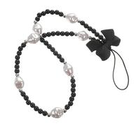 SHINEOFI Pearl Beaded Bowknot Phone Wrist Strap Lanyard Anti-Lost Mobile Phone Charm for Women and Men Decorative Bead Adjustable Length