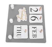 SHINEOFI Perpetual Wall Calendar with Hook, Wooden Manual Date Tracker and Reusable Paper Display, Rectangular Minimalist Design for Entryway or Classroom Wall or Desk Use